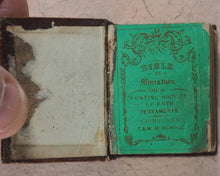Load image into Gallery viewer, Bible in Miniature or a Concise History of Both Testaments. McDowall, T. & W. Edinburgh. Circa 1845.>>Miniature Scottish Thumb-Bible with rare green title-page<<