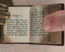 Load image into Gallery viewer, Bible in Miniature or a Concise History of Both Testaments. McDowall, T. & W. Edinburgh. Circa 1845.>>Miniature Scottish Thumb-Bible with rare green title-page<<