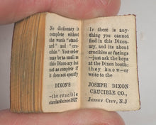 Load image into Gallery viewer, Bryce, David & Son. Glasgow. Advertising. Smallest English Dictionary in the World. Dixon's Crucibles promotional edition. Glasgow. Circa 1900.