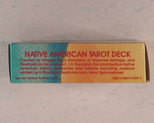 Load image into Gallery viewer, Native American Tarot Deck. Magda Weck Gonzalez, Shawnee, with Harry Sparrowhawk and illustrated by J.A. Gonzalez. U.S. Ganes Systens. U.S.A. 1982. ISBN 0880790091.