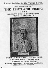 Load image into Gallery viewer, Stevenson, Robert Louis. Pentland Rising: A page of history. 1666. With Memorials of Robert Louis Stevenson. Bryce, David & Son. Glasgow. Circa 1905. With original brass bust.