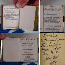 Load image into Gallery viewer, Daily Texts with verses of hymns.Adapted for general use & suited for every year. >150 YEAR-OLD MINIATURE BOOK< Publication Date: 1870 Condition: Very Good