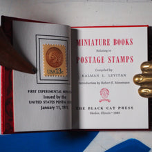 Load image into Gallery viewer, Levitan, Kalman L. MINIATURE BOOKS RELATING TO POSTAGE STAMPS. BLACK CAT PRESS. 1983. SET OF 2 MINIATURE BOOKS