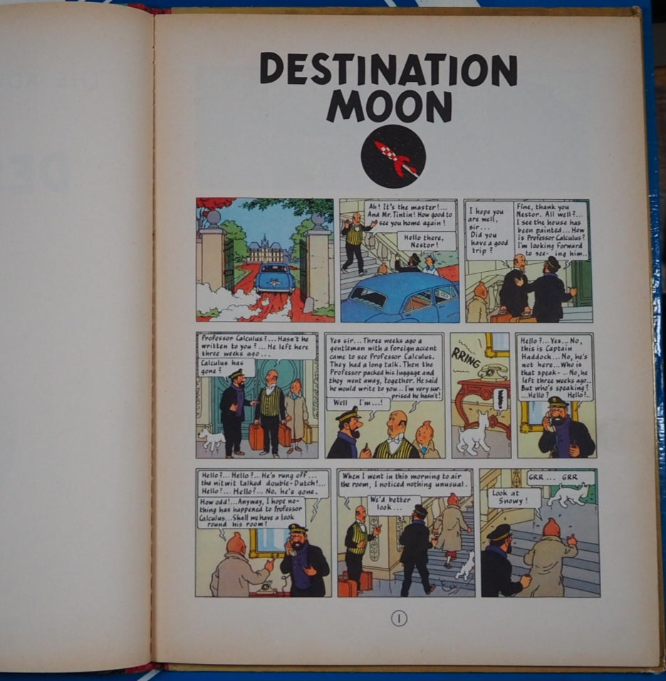 Tintin Objectif Lune - Hergé 1953  Rare First Edition Books - Golden