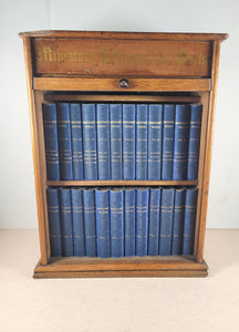 Miniature Library of The Poets. [in Oak Case with rolling tambour front shutter] Works of Shakespeare, and Poems of Burns, Byron, Longfellow, Milton, Scott, Sheridan & Goldsmith. Kent & Co., W. Paternoster Row, London. 1884-90