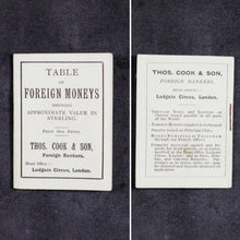 Load image into Gallery viewer, Cook, Thomas. Table of Foreign Moneys, shewing approximate value in sterling. Cook, Thomas &amp; Son. Ludgate Circus. London. 1897
