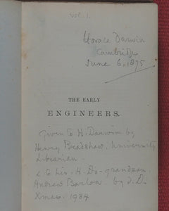 Lives of the Engineers. SMILES, Samuel. A new and revised edition. London: John Murray. 1874. >>OWNED AND SIGNED BY CHARLES DARWIN'S SON AND DESCENDANTS<<