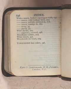 Dods, Matilda Lees. Handbook of Practical Cookery. Eyre & Spottiswoode (Bible Warehouse), Limited. 33, paternoster Row, E.C. London, Edinburgh and New York. 1906.