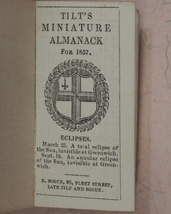 Tilt's Miniature Almanack. Various publishers. London. [1848-1870] >>RUN OF SCARCE COLLECTABLE ALMANACS<<