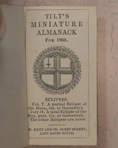 Tilt's Miniature Almanack. Various publishers. London. [1848-1870] >>RUN OF SCARCE COLLECTABLE ALMANACS<<