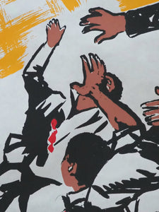 Soweto Massacre  [Anti-Apartheid poster]. National Committee on Apartheid. [Circa 1977].>>Shocking unrecorded political silk-screen poster<<