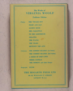 Virginia Woolf. Collected works of Virginia Woolf - every first Uniform Edition,  in original dust-jackets. Hogarth Press. 52 Tavistock Square. London.  1929-1950.