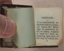 Load image into Gallery viewer, Bible in Miniature or a Concise History of Both Testaments. McDowall, T. &amp; W. Edinburgh. Circa 1845.&gt;&gt;Miniature Scottish Thumb-Bible with rare green title-page&lt;&lt;
