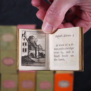 Infant's Library. Marshall, John. Circa 1800. 16 volumes. Complete with original sycamore bookcase.