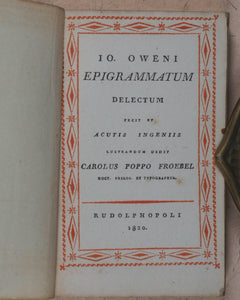 Miniature library of classical literature. Kaspar van Baerle, George Buchanan, Jacob Cats, Joannes Nicolai Secundus, John Owen, Helius Eobanus Hessus, & Marco Girolamo Vida. Carl Poppo Fröbel. Rudophopoli [Rudolstadt].1820.