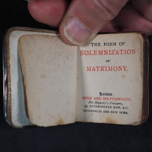 Form Of Solemnization Of Matrimony. Eyre & Spottiswoode. His Majesty's Printers. 33, Paternoster Row. E.C. London, Edinburgh and New York. Circa 1900. Silver plaque.