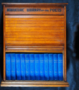 Miniature Library of The Poets. [in Oak Case with rolling tambour front shutter] Works of Shakespeare, and Poems of Burns, Byron, Longfellow, Milton, Scott, Sheridan & Goldsmith. Kent & Co., W. Paternoster Row, London. 1884-90