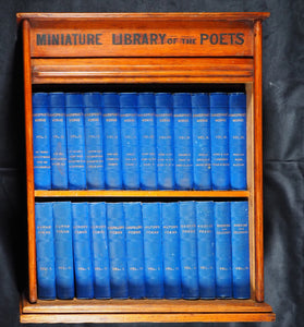 Miniature Library of The Poets. [in Oak Case with rolling tambour front shutter] Works of Shakespeare, and Poems of Burns, Byron, Longfellow, Milton, Scott, Sheridan & Goldsmith. Kent & Co., W. Paternoster Row, London. 1884-90