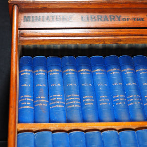 Miniature Library of The Poets. [in Oak Case with rolling tambour front shutter] Works of Shakespeare, and Poems of Burns, Byron, Longfellow, Milton, Scott, Sheridan & Goldsmith. Kent & Co., W. Paternoster Row, London. 1884-90