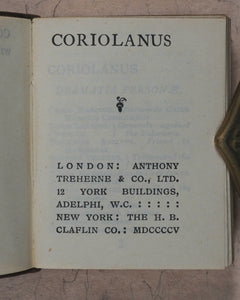 Shakespeare, William. Selection of Plays. W.P. Nimmo, Hay and Mitchell, Southwark Street. S.W. Partridge and Co. Old Bailey. Samppson, Low, Marston and Co. Ltd. Anthony Traherne & Co. Ltd. Adelphi. [London]. 1905-45.
