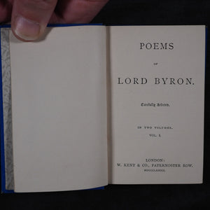 Miniature Library of The Poets. [in Oak Case with rolling tambour front shutter] Works of Shakespeare, and Poems of Burns, Byron, Longfellow, Milton, Scott, Sheridan & Goldsmith. Kent & Co., W. Paternoster Row, London. 1884-90