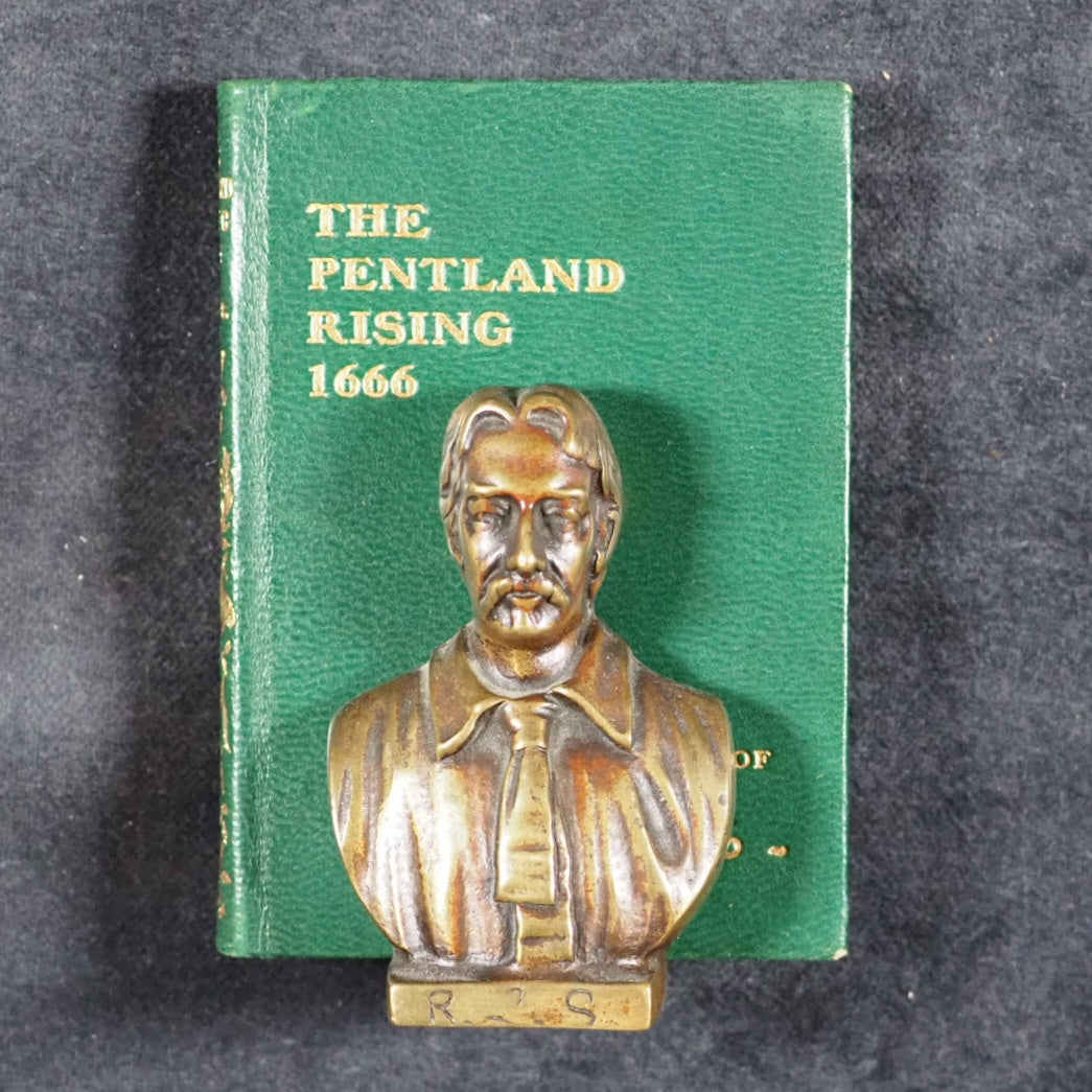 Stevenson, Robert Louis. Pentland Rising: A page of history. 1666. With Memorials of Robert Louis Stevenson. Bryce, David & Son. Glasgow. Circa 1905. With original brass bust.