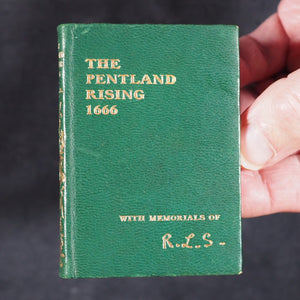 Stevenson, Robert Louis. Pentland Rising: A page of history. 1666. With Memorials of Robert Louis Stevenson. Bryce, David & Son. Glasgow. Circa 1905. With original brass bust.