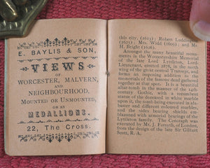Brief Description of Worcester Cathedral. From E. Baylis & Son's Sixpenny Picturesque Guide. Bayliss, Eben.[ezer] & Son. Cross. Worcester. Circa 1911.