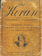 Load image into Gallery viewer, THE KORAN: Commonly Called the Alkoran of Mohammed. By George Sale. With Notes and preliminary discourse. A verbatim reprint of the original work. London: Frederick Warne &amp; Co. New York: Scribner, Welford &amp; Armstrong. &gt;&gt;UNCOMMON PAPERBACK EXAMPLE&lt;&lt;
