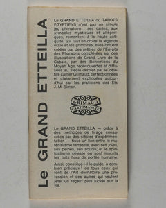 Grand Etteilla Egyptian Gypsies Tarot. J.-M. Simon. Paris. 1977. Cartomancie Grimaud, G104.