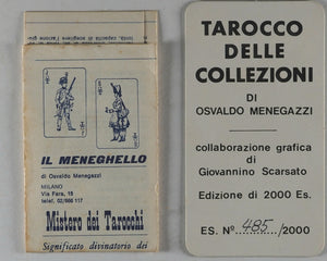 Tarocco delle Collezioni [Puppet Tarot] Cards Deck. Limited Edition. Osvaldo Menegazzi. Edizioni Il Meneghello, Milano, Italy. 1979.