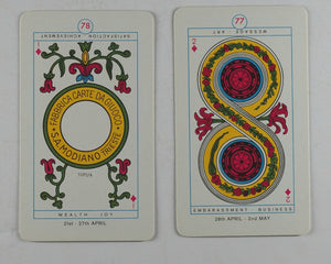 Cagliostro Tarot 184 Card Deck. Dr. Marius. First edition. Graphic Arts, Modiano, Trieste, Italy. 1975.