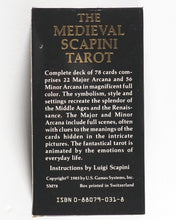 Load image into Gallery viewer, Medieval Scapini Tarot. Luigi Scapini. U.S. Games Systems Inc. SM78. Printed in Switzerland by A.G. Muller. 1985. ISBN 0880790318.
