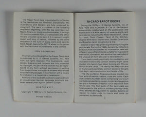 Prager Tarot. Stuart R. Kaplan. A.G. Müller & Cie. Switzerland. U.S. Games Systems, Inc. 38 East 32nd Street, New York City 10016. 1980