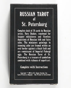 Russian Tarot of St. Petersburg Deck. Yury Shakov. U.S. Games Systems Inc. 1992. ISBN 0880795832.