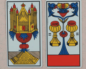 Ancien Tarot de Marseille. Fortune Telling Cards. J.M. Simon. Cartomancie B.P. Grimaud. Paris. France. 1977.