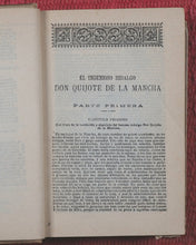 Load image into Gallery viewer, Cervantes Saavedra, Miguel de. Ingenioso Hidalgo Don Quixote de la Mancha. Edicion microscopica illustrada dibujos de M. Angel, grabados por Carratero y Sampietro.&nbsp; &nbsp; Saturnino Calleja. Calle de Valencia num. 28. Madrid. 1903.
