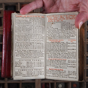 1790 GEORGIAN ALMANACK -PROVENANCE NATHANIEL JARMAN- IN CONTEMPORARY RED LEATHER CASED POCKETBOOK.