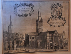 Ecclesiæ Cathedralis Sarisburiensis, ab Euroaquilone prospectus. [View of Salisbury Cathedral from the North West]. Wenceslaus Hollar (1607-1677). Publication Date: 1673 Condition: Very Good