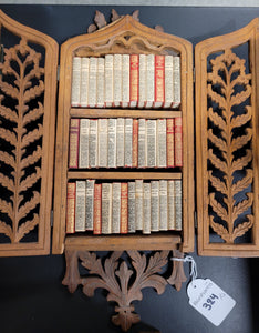 40 Shakespeare Miniatures contained in an art nouveau gated hanging wooden bookcase. Glasgow, David Bryce and Son, and New York, Frederick A. Stokes Company,     1915 (MCMIV). Edited by 1. Talford Blair