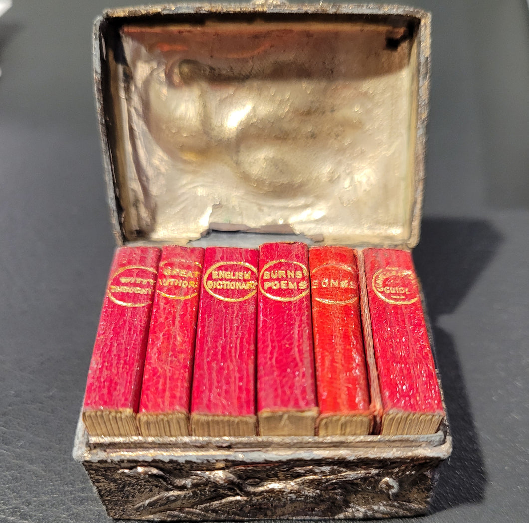 Six books in the Midget Series in Decorated Metal Casket c 1900