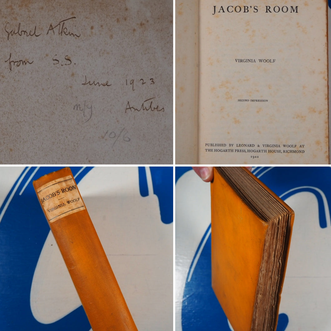 JACOB'S ROOM. WOOLF, Virginia. Published by Hogarth Press, 1922 Hardcover. Inscribed by Sassoon to his first gay lover.