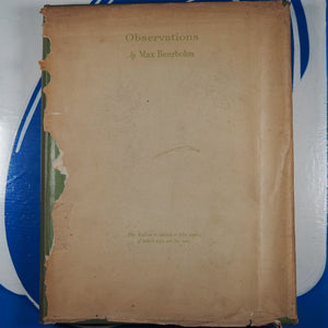 Observations. BEERBOHM, Max. Published by LondonWilliam Heinemann Limited., 1926 Hardcover