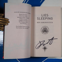 Load image into Gallery viewer, Lies Sleeping: The Seventh Rivers Of London Novel (Paperback) By Ben Aaronovitch USED PAPERBACK.  SIGNED. Condition Very Good+ ISBN 10 1473207835 ISBN 13 9781473207837
