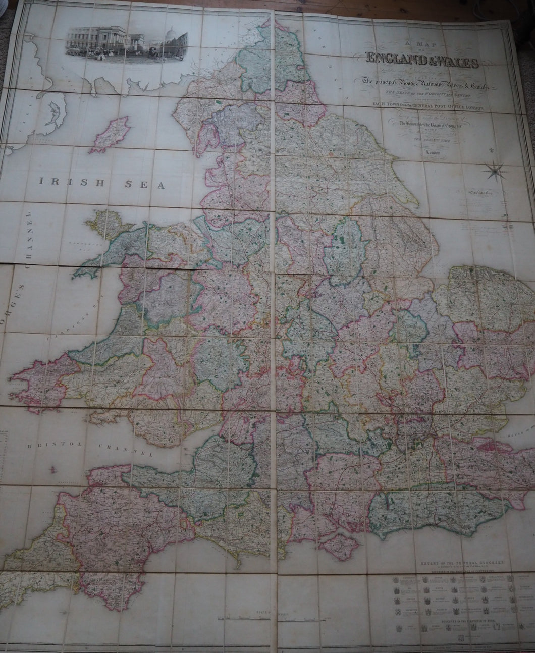 Map of England & Wales Divided into Counties, Parliamentary Divisions and Dioceses. Shewing the Principal Roads, Railways, Rivers and Canals. Publication Date: 1840 Condition: Very Good