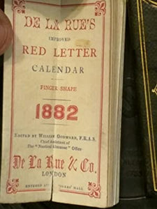 De La Rue's Improved Red Letter Calendar, Finger Shape. >>MINIATURE BOOK<<