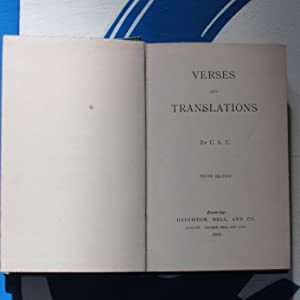 Verses and Translations >CHARLES DARWIN'S SON'S COPY< C.[harles] S.[tuart] C.[alverley] Publication Date: 1885 Condition: Very Good