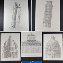 Load image into Gallery viewer, Set of 5 ENGRAVINGS OF THE LEANING TOWER or CAMPANILE , PISA CATHEDRAL &amp; PISA BAPTISTRY from] Architecture of the Middle Ages in Italy. GEORGE LEDWELL TAYLOR &amp; EDWARD CRESY (Architectural Draughtsman). JAMES CARTER (Engraver) Publication Date: 1829
